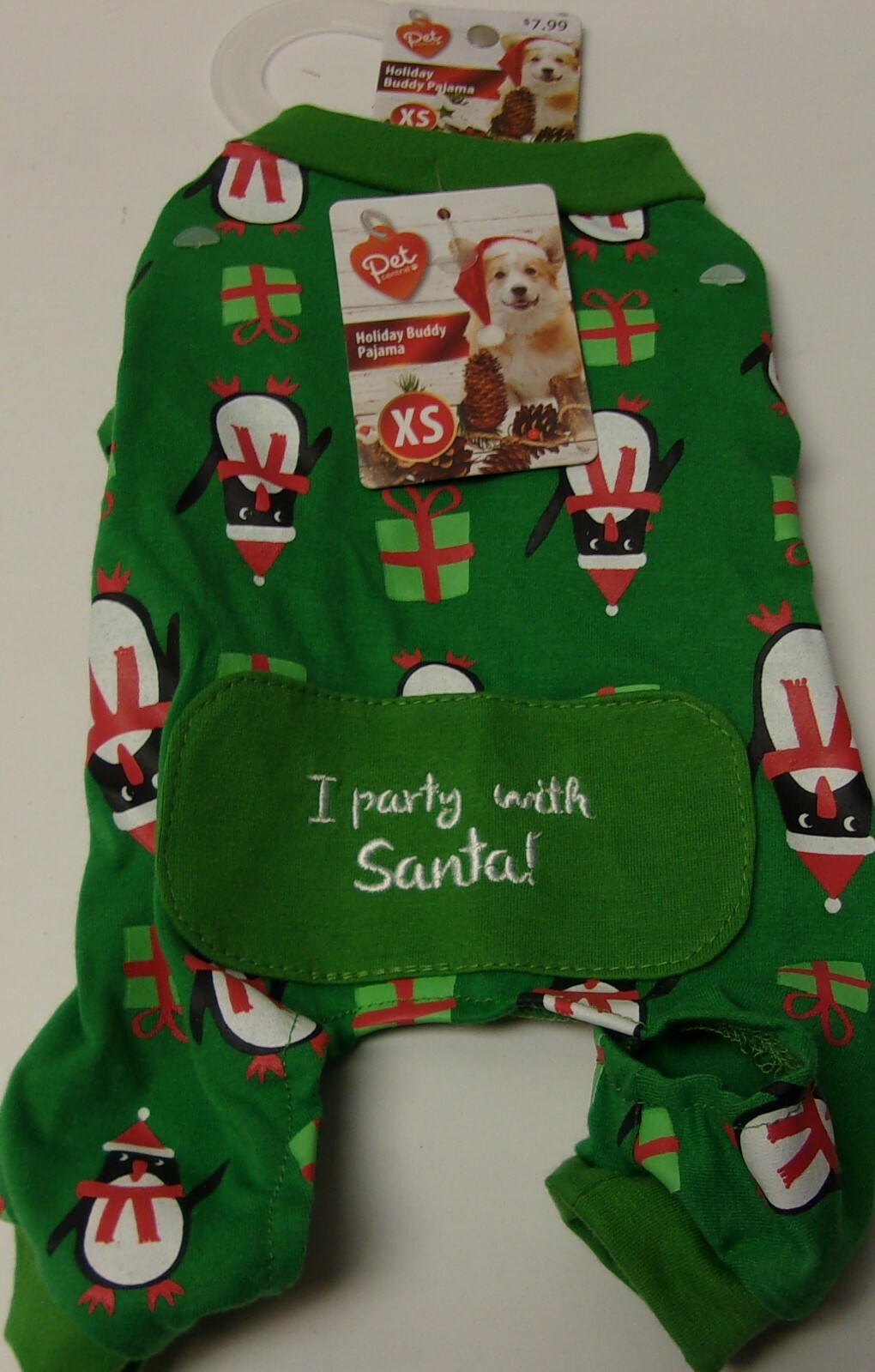 Pet Central Holiday Budd Pajama. Crazy Christmas Size X-Small . Green/Red #528 Pet Central Holiday Budd Pajama. Crazy Christmas Size X-Small . Green/Red #528