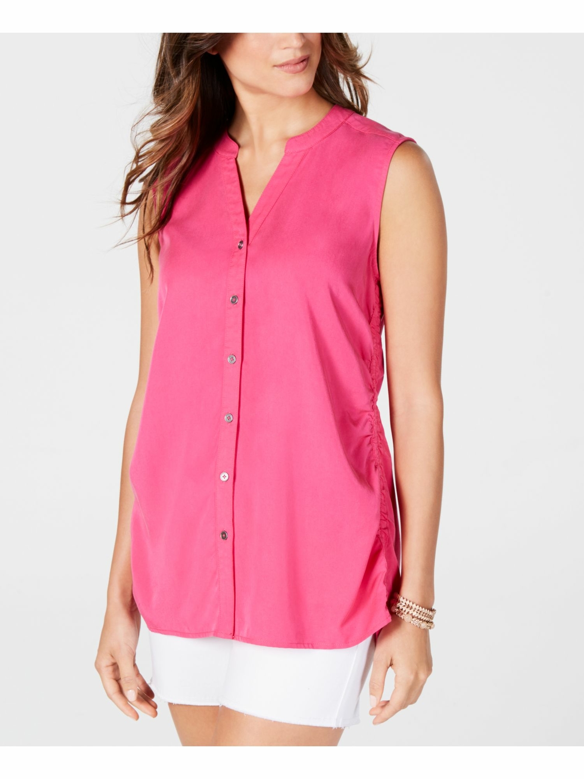STYLE & COMPANY Womens New Pink Split Neck Sleeveless Blouse Top S B+B STYLE & COMPANY Womens New Pink Split Neck Sleeveless Blouse Top S B+B