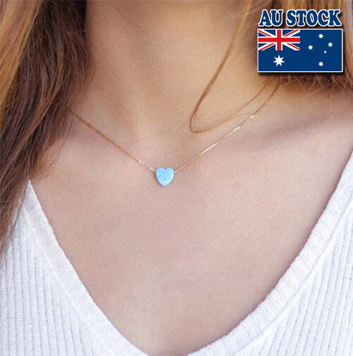 Genuine 18K Gold Plated Chain With Opal Love Heart Pendant Choker Necklace Genuine 18K Gold Plated Chain With Opal Love Heart Pendant Choker Necklace