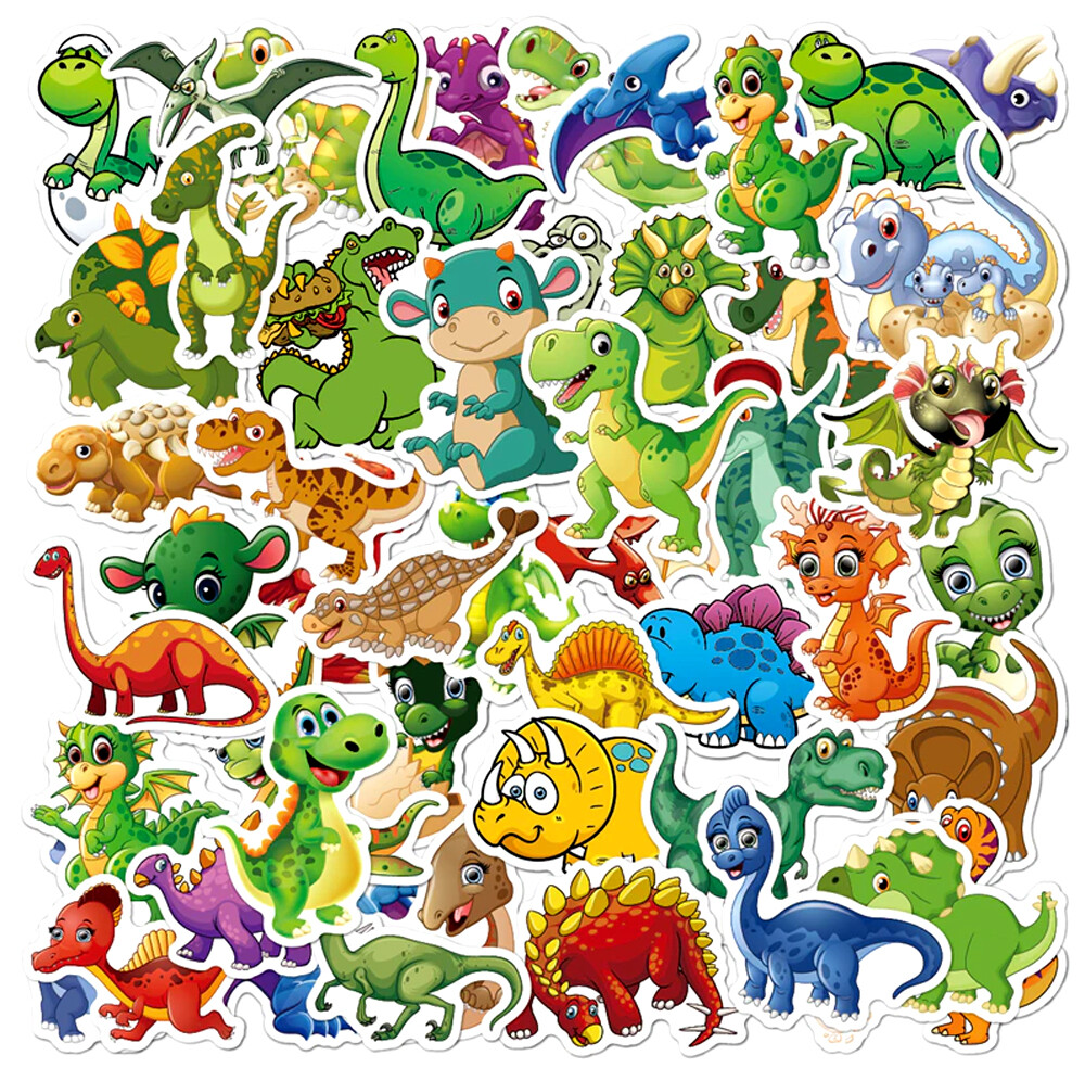 Cute Dinosaur Stickers Cartoon Dino Skateboard Laptop Waterproof Vinyl Decal