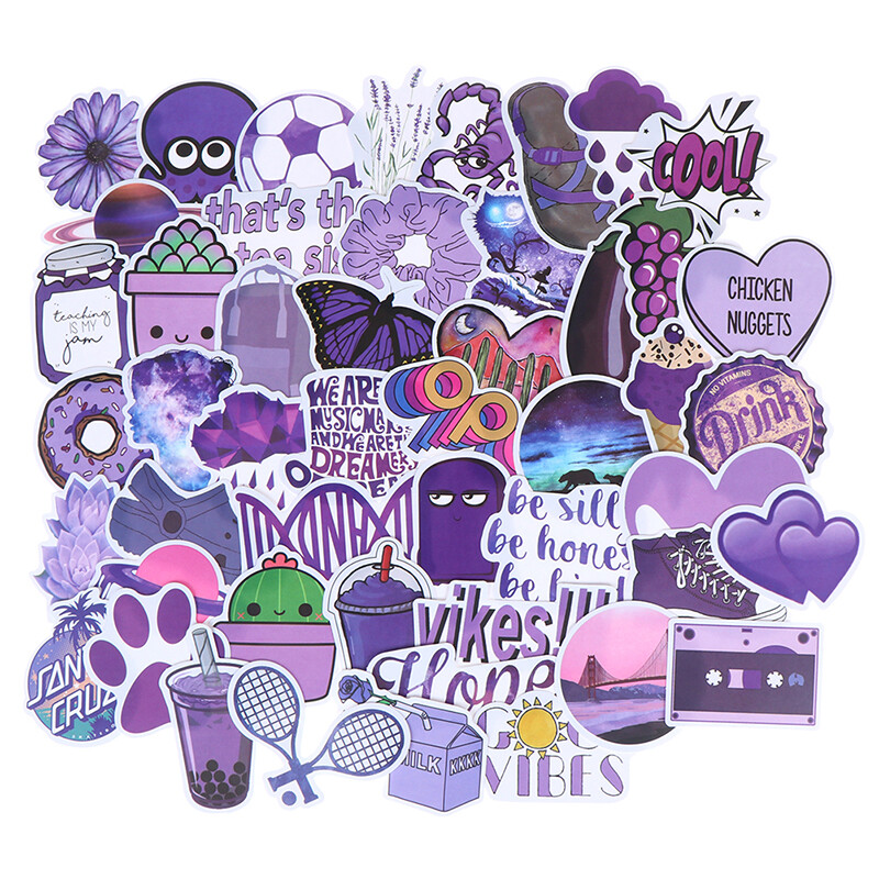 50Pcs Cartoon Purple Stickers DIY Suitcase Laptop Guitar Bicycle Car DeH2 50Pcs Cartoon Purple Stickers DIY Suitcase Laptop Guitar Bicycle Car DeH2