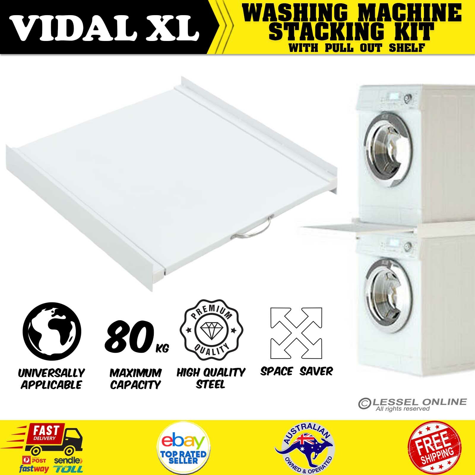Universal Washing Machine Stacking Kit with Pull-Out Shelf Washer Dryer Column Universal Washing Machine Stacking Kit with Pull-Out Shelf Washer Dryer Column