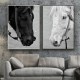 Set 2 Prints Horse Black White Paint Art Silk Canvas Poster No Frame 8″x12″ Set 2 Prints Horse Black White Paint Art Silk Canvas Poster No Frame 8″x12″