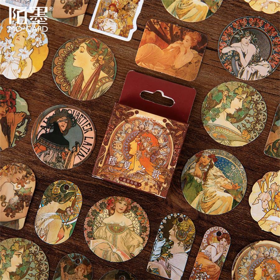45pcs/Box Vintage Paper Stickers Journal Diary Planner Scrapbooking Sticker DIY