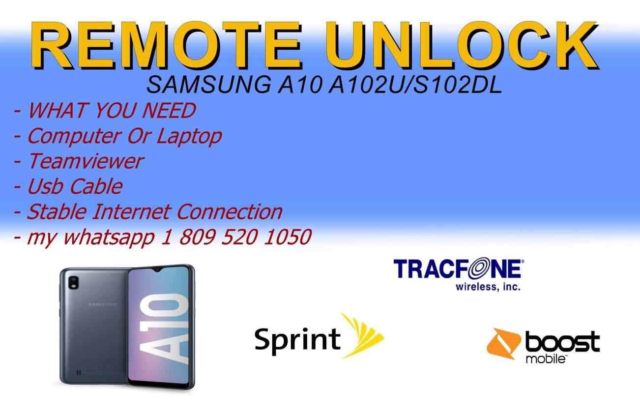 remote unlock service samsung a10 A102U/S102DL remote unlock service samsung a10 A102U/S102DL