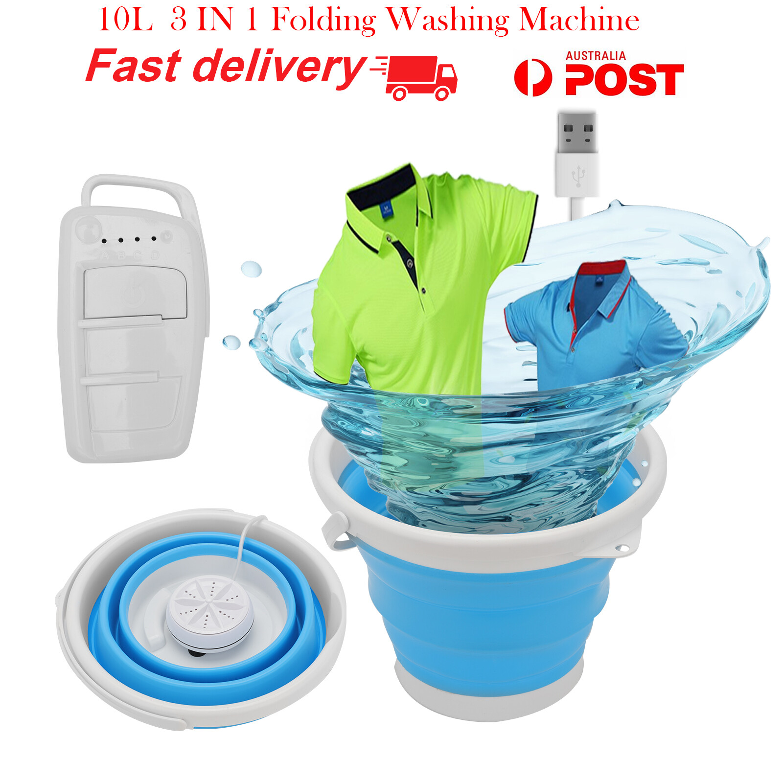 ❤️10L Mini Folding Washing Machine Laundry Tub Portable Automatic Washing Bucket