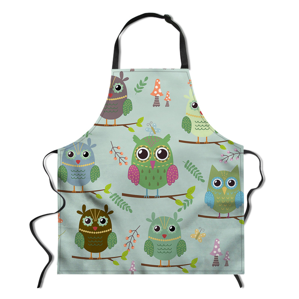 Apron Dress Cute Owl Cartoon Home Kitchen Cooking Gardening Womens Adult Vest
