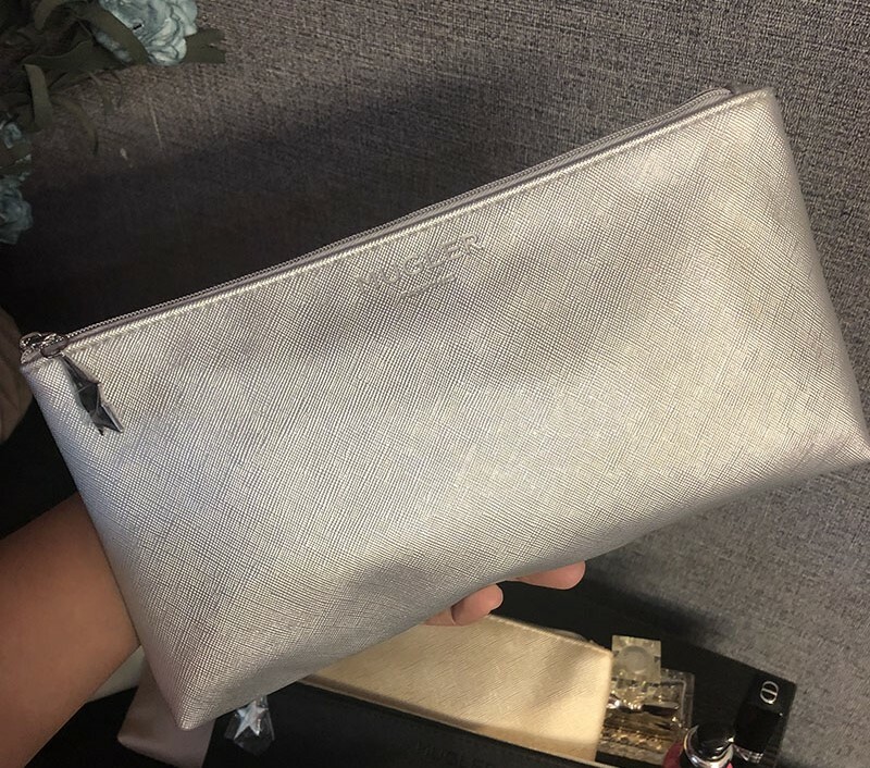 THIERRY MUGLER Parfums Silver Makeup Cosmetics Bag, Travel Toiletry Pouch, NEW! THIERRY MUGLER Parfums Silver Makeup Cosmetics Bag, Travel Toiletry Pouch, NEW!