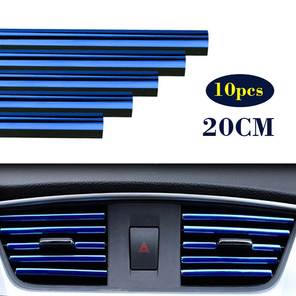 10x 20cm Blue Air Conditioner Air Outlet Decor Bright Strip Car Accessories Trim 10x 20cm Blue Air Conditioner Air Outlet Decor Bright Strip Car Accessories Trim