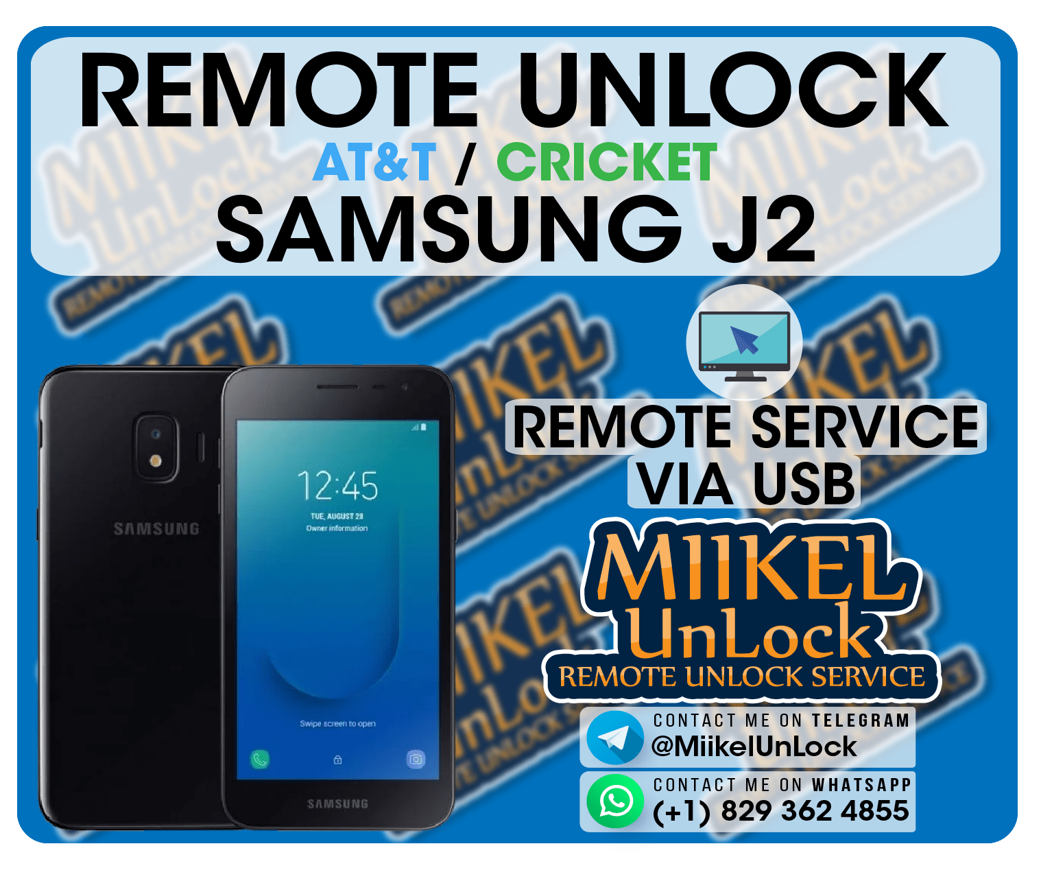 Remote Unlock Service SAMSUNG J2 J260A J260AZ AT&T Cricket