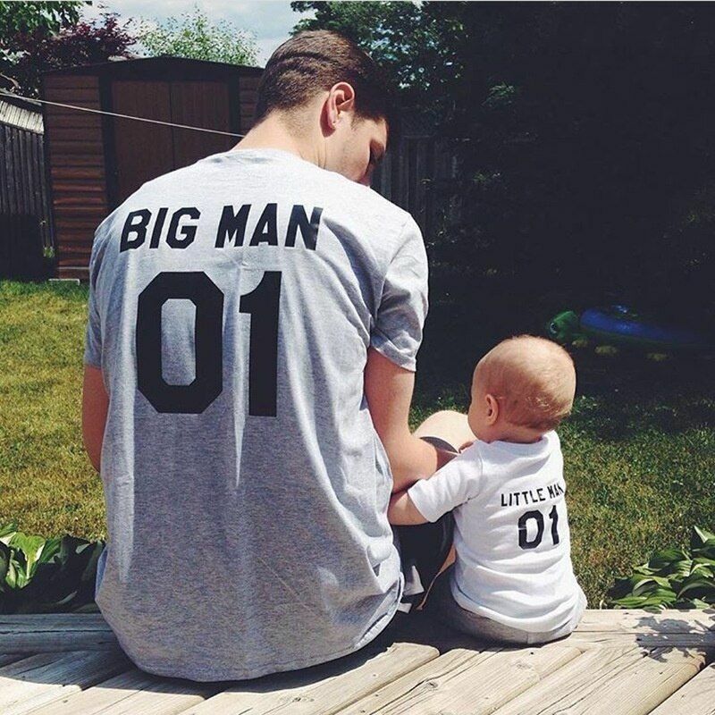 T-shirts Family Matching Clothes Fashion Big Little Man Outfits Father Baby Kids T-shirts Family Matching Clothes Fashion Big Little Man Outfits Father Baby Kids