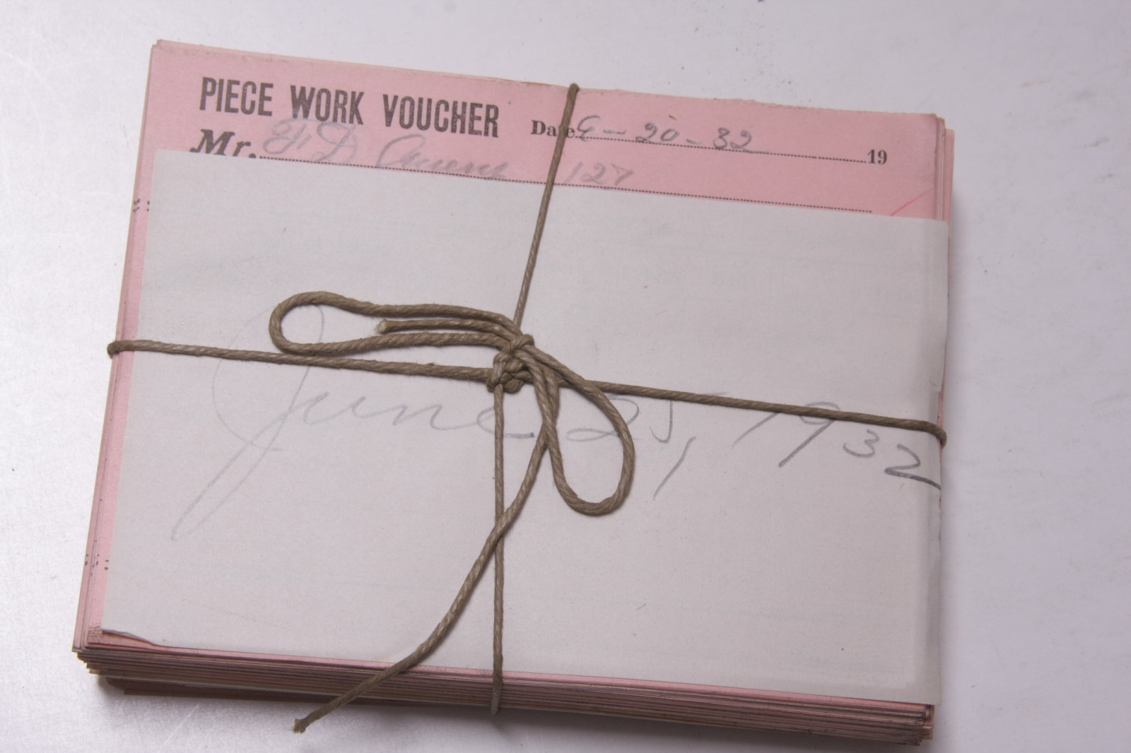 June 25 1932 Lamson Goodnow Piece Work Voucher Maunfacturing Pay Ephemera E42K