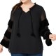 Style & Co. Womens Blouse Black 2X Plus Velvet Frill-Trim Bell-Sleeve 403 Style & Co. Womens Blouse Black 2X Plus Velvet Frill-Trim Bell-Sleeve 403