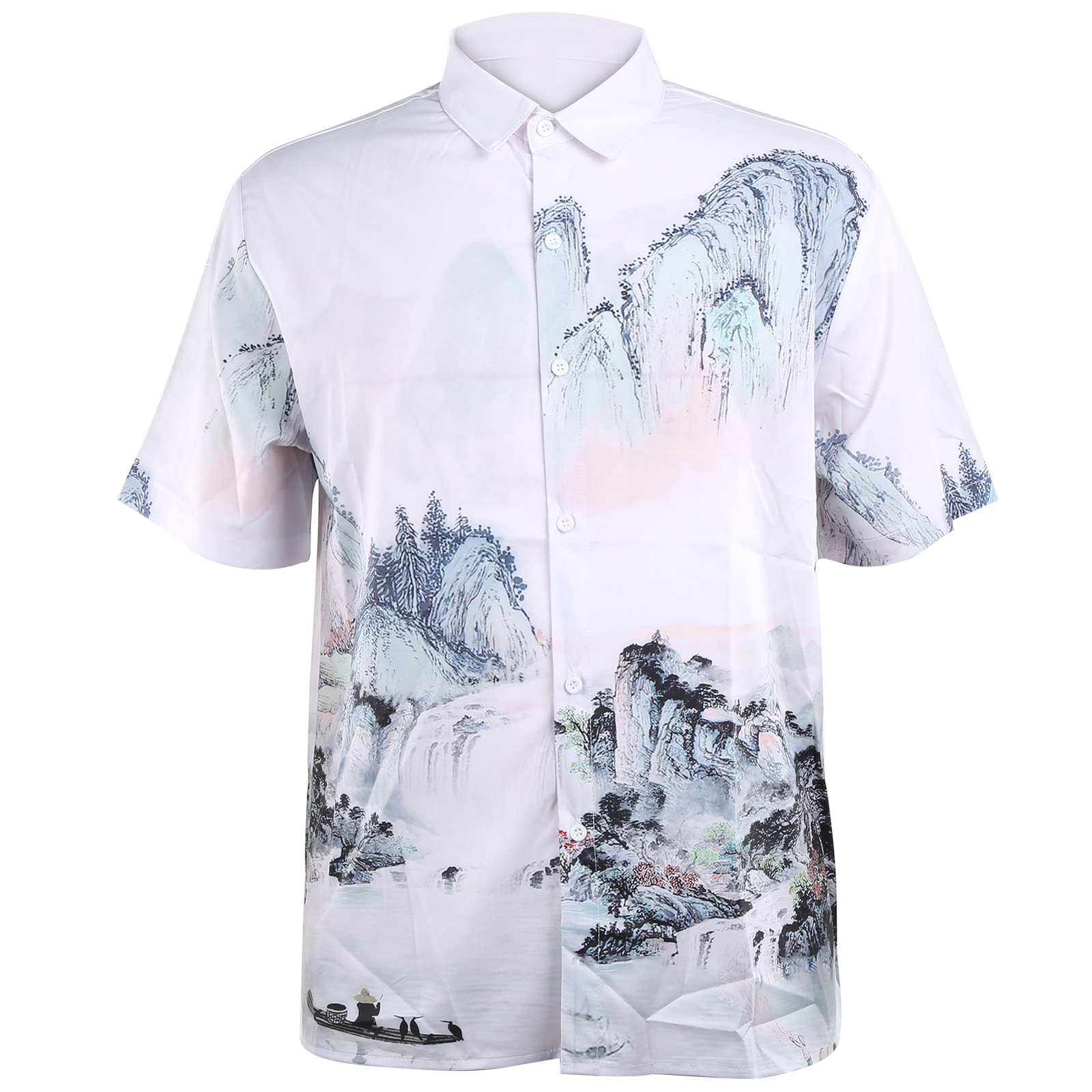 Mens Fashion Landscape Printed T-shirt Casual Short Sleeves T Shirt Clothes Gift