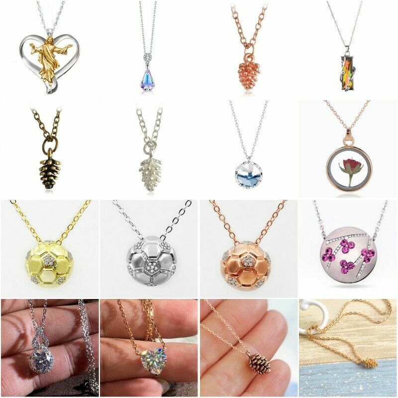 Fashion Heart 925 Silver Necklace Pendant for Women White Sapphire Jewlery Gift