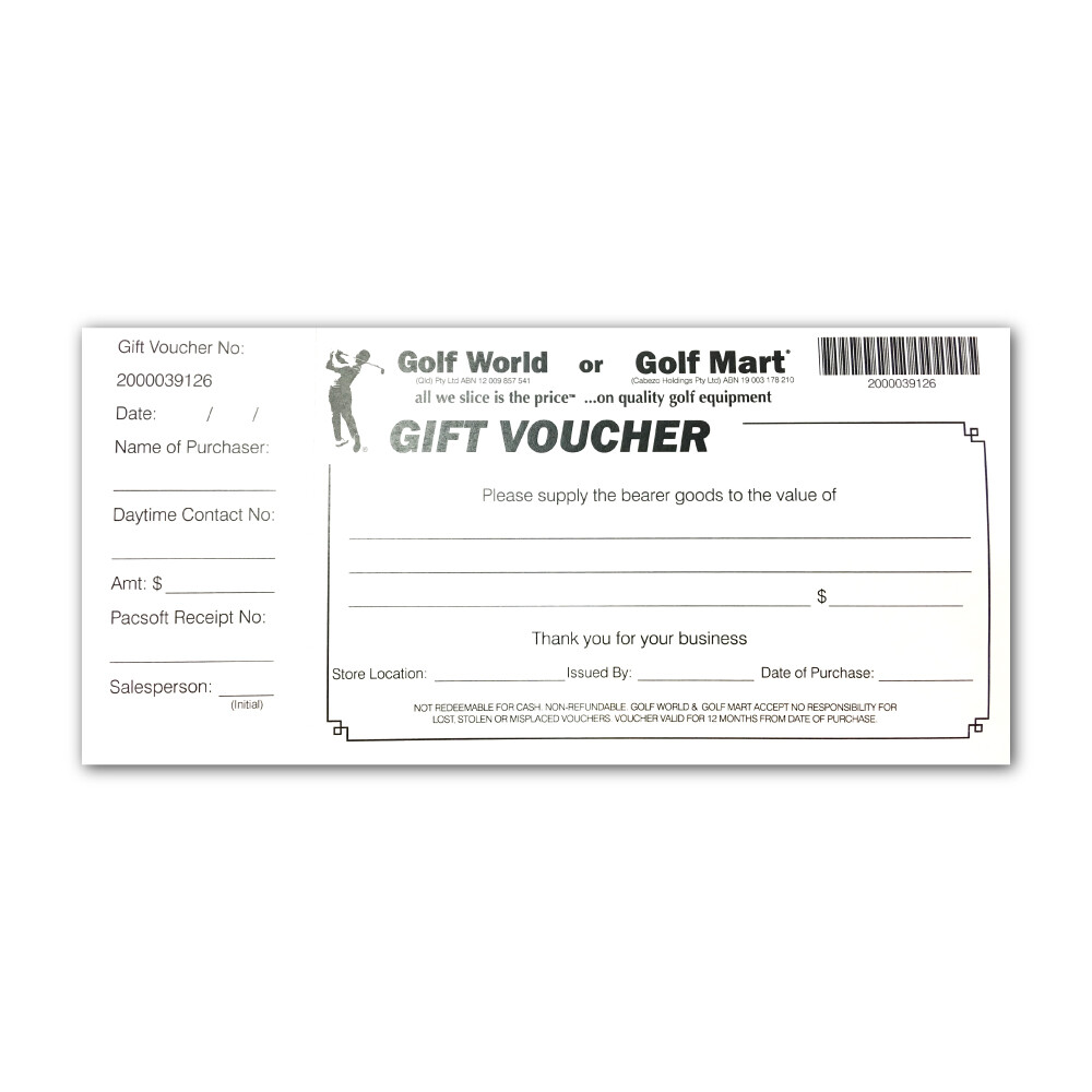 NEW Golf World & Golf Mart In-store Gift Voucher NEW Golf World & Golf Mart In-store Gift Voucher