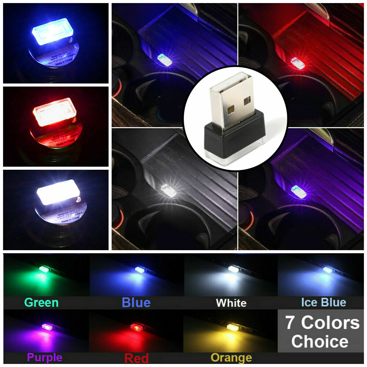 1X Mini USB LED Interior Light Neon Atmosphere Ambient Lamp Bulb Car Accessories