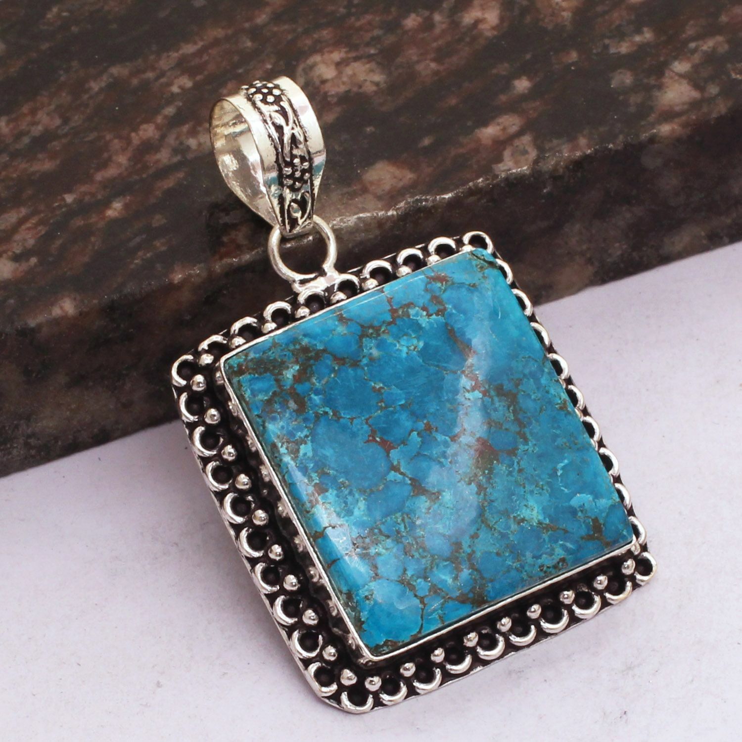 Turquoise Ethnic Handmade Pendant Jewelry 2.08″ AP 47463 Turquoise Ethnic Handmade Pendant Jewelry 2.08″ AP 47463