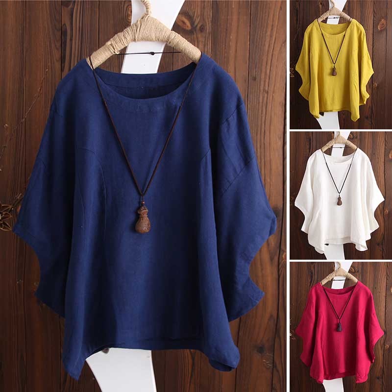 ZANZEA 8-24 Women Summer Batwing Blouse T Shirt Tee Baggy Plus Size Cotton Top ZANZEA 8-24 Women Summer Batwing Blouse T Shirt Tee Baggy Plus Size Cotton Top