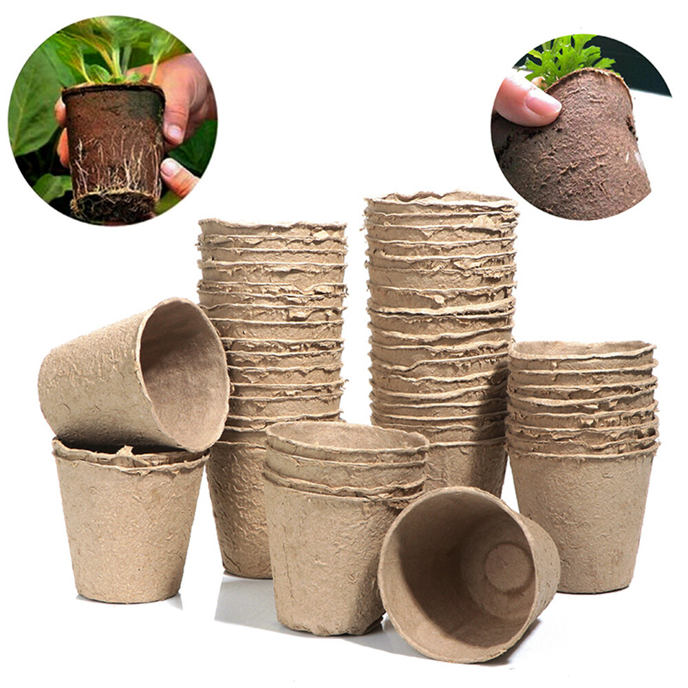 100pcs Biodegradable Peat Pots Starting Nursery Pot For Home Succulents Planting 100pcs Biodegradable Peat Pots Starting Nursery Pot For Home Succulents Planting
