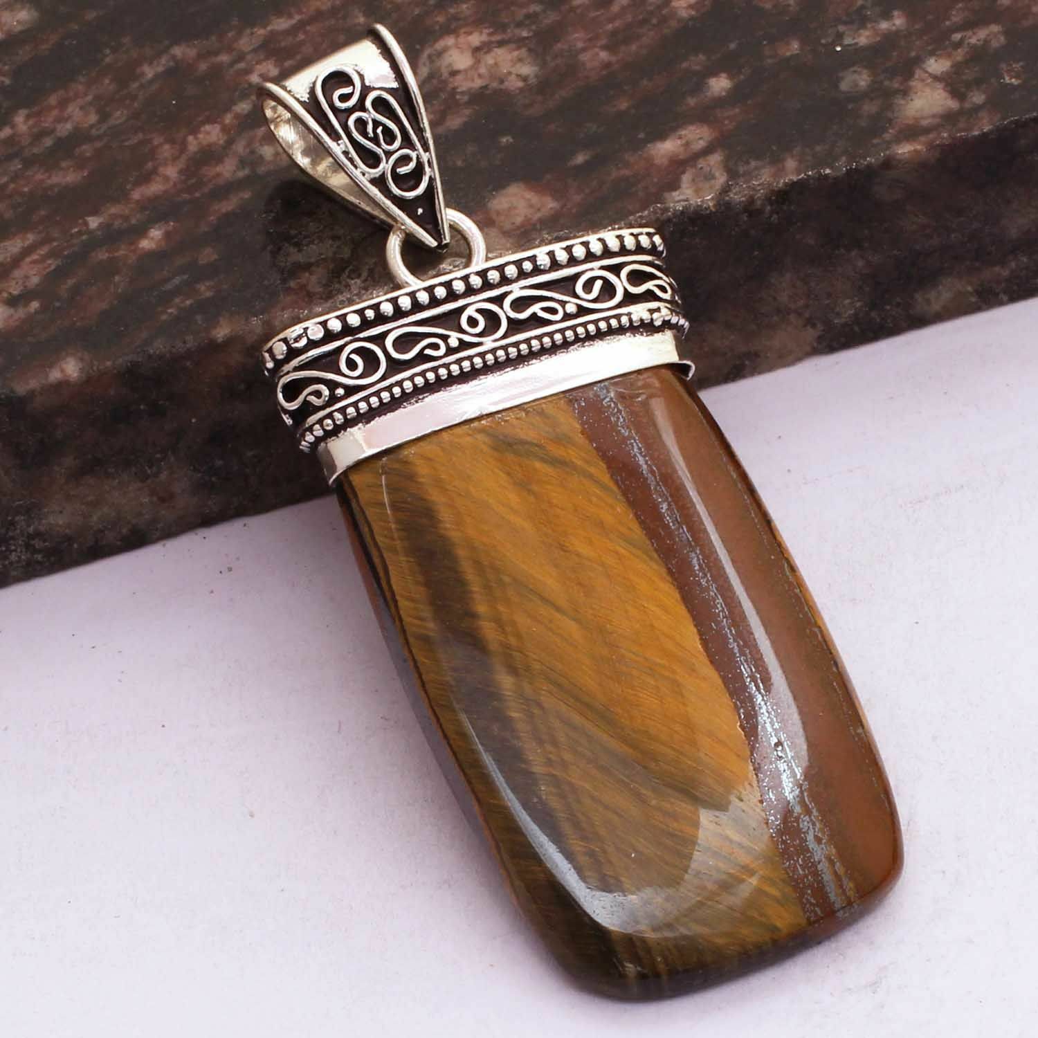 Tiger Eye Ethnic Handmade Antique Design Pendant Jewelry 2.36″ AP 44717 Tiger Eye Ethnic Handmade Antique Design Pendant Jewelry 2.36″ AP 44717