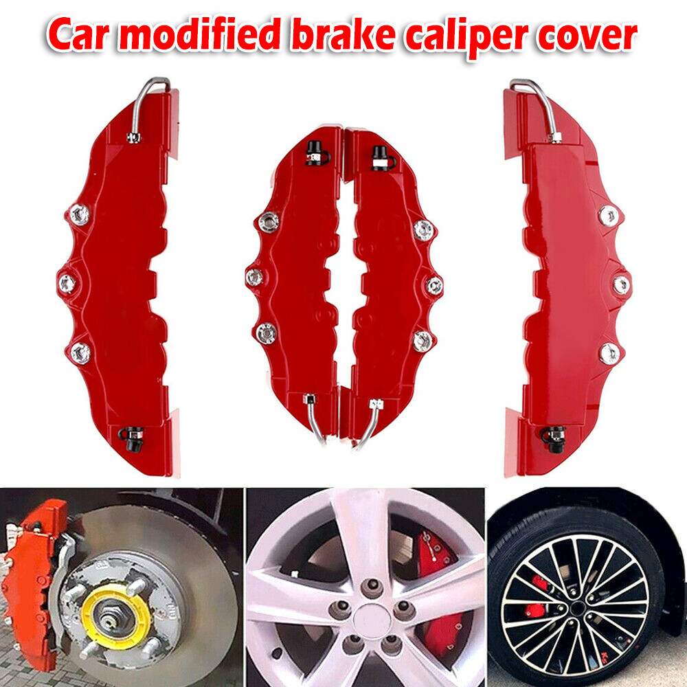 4PCS 3D Red Car Universal Disc Brake Caliper Covers Front & Rear Accessories Kit 4PCS 3D Red Car Universal Disc Brake Caliper Covers Front & Rear Accessories Kit