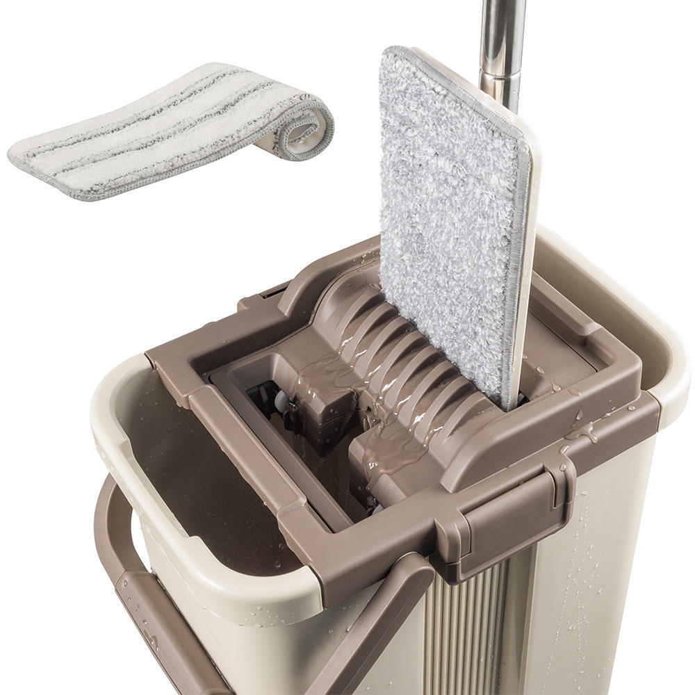 CleanWise@ Self-Wash and Squeeze Dry Flat Mop & Bucket Kit Household Home Clean CleanWise@ Self-Wash and Squeeze Dry Flat Mop & Bucket Kit Household Home Clean