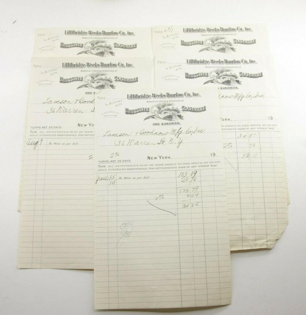 1918 Lamson Goodnow Lillibridge Weeks Thurlow Co NYC Pay Vouchers Ephemera P890A 1918 Lamson Goodnow Lillibridge Weeks Thurlow Co NYC Pay Vouchers Ephemera P890A