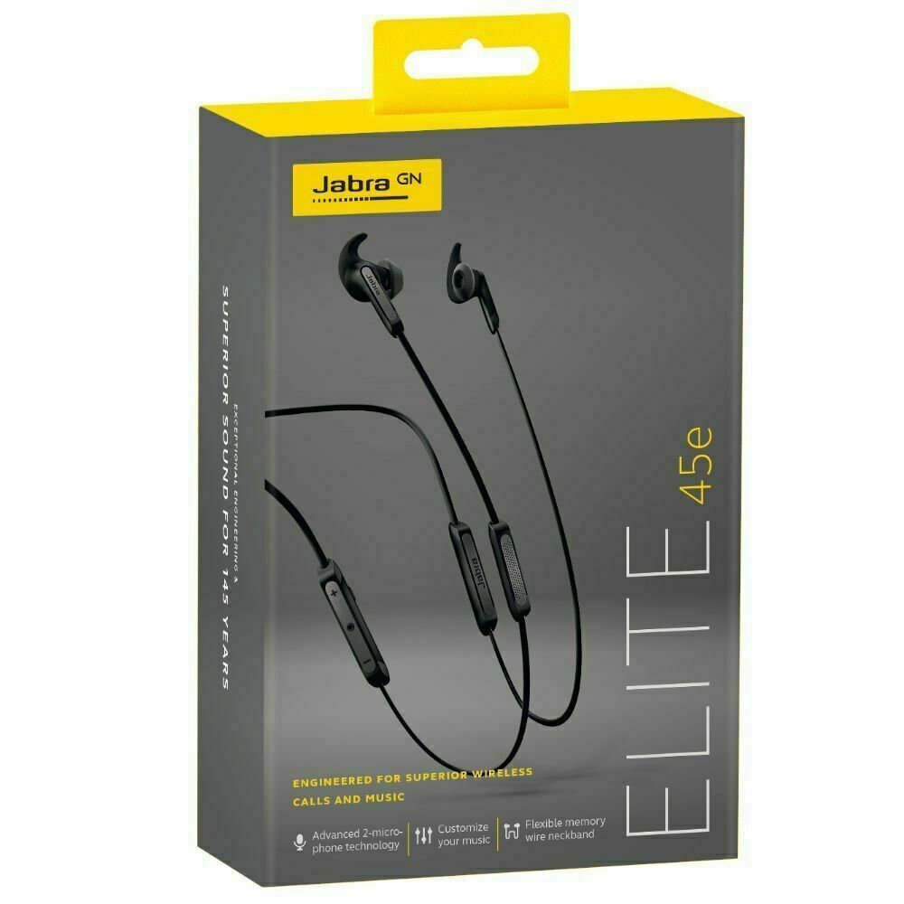 Jabra Elite 45e Wireless Earphones Titanium Black Retail Box with Accessories Jabra Elite 45e Wireless Earphones Titanium Black Retail Box with Accessories