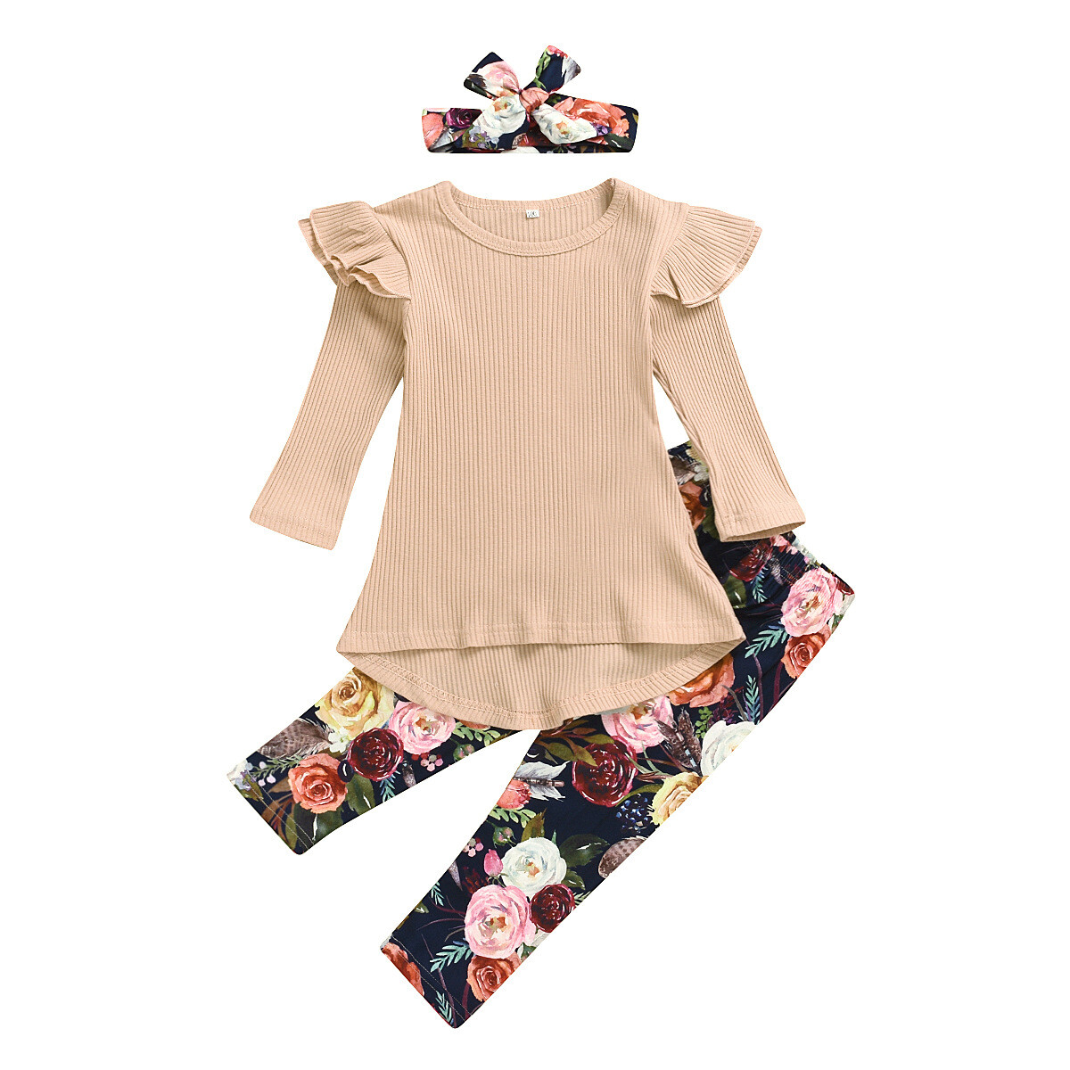 2-3 Years Toddler Baby Girl Outfits Tops+Floral Pants+Headband Kids Clothes Set