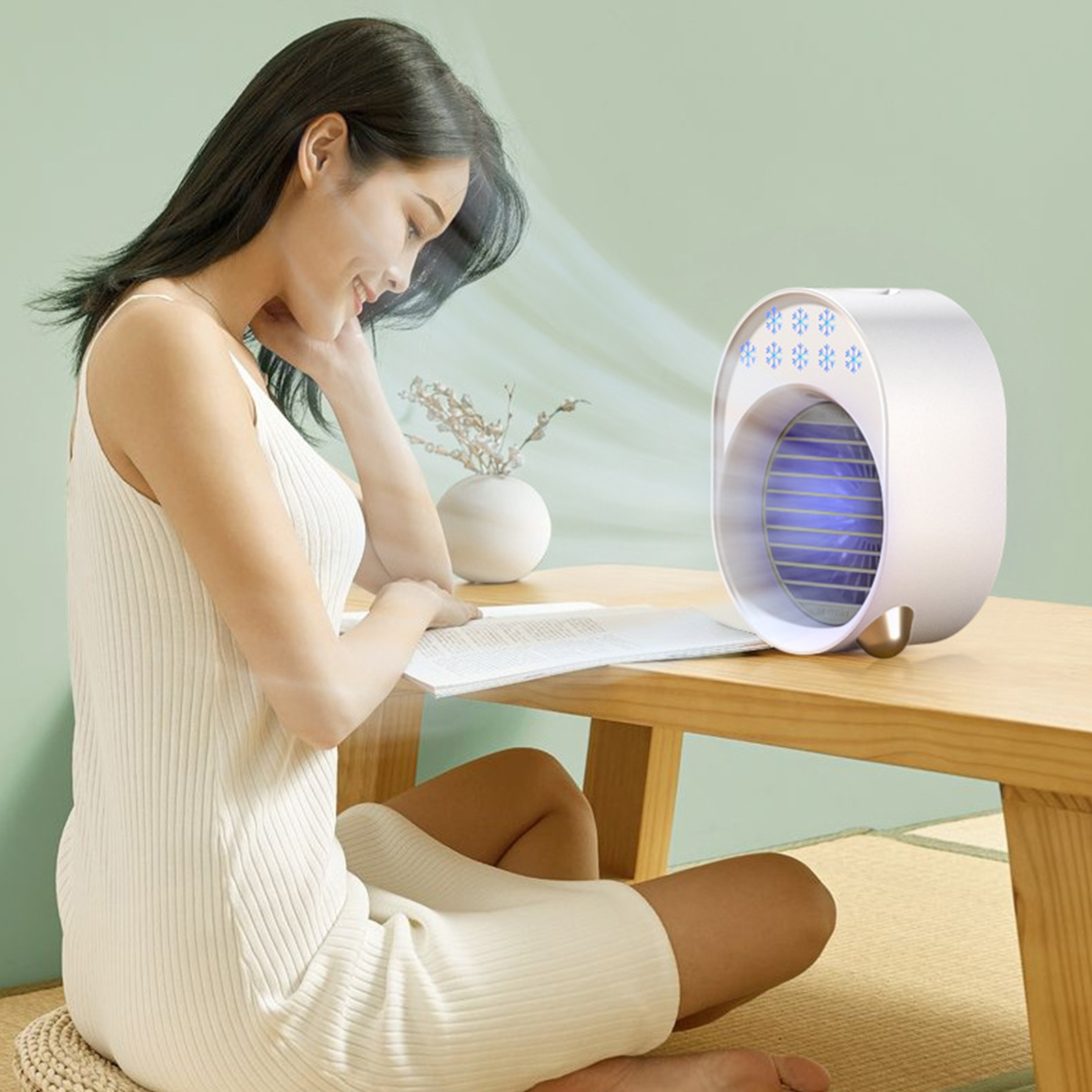 500ML Portable Air Conditioner Mini Space Cooler Desktop Conditioning Fan V9E0