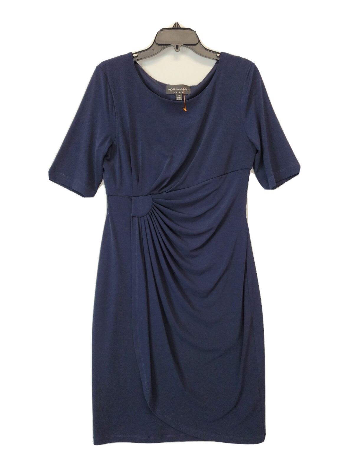 Connected Apparel Women’s Short Sleeve Formal Faux Wrap Dress Blue Size 12 Connected Apparel Women’s Short Sleeve Formal Faux Wrap Dress Blue Size 12