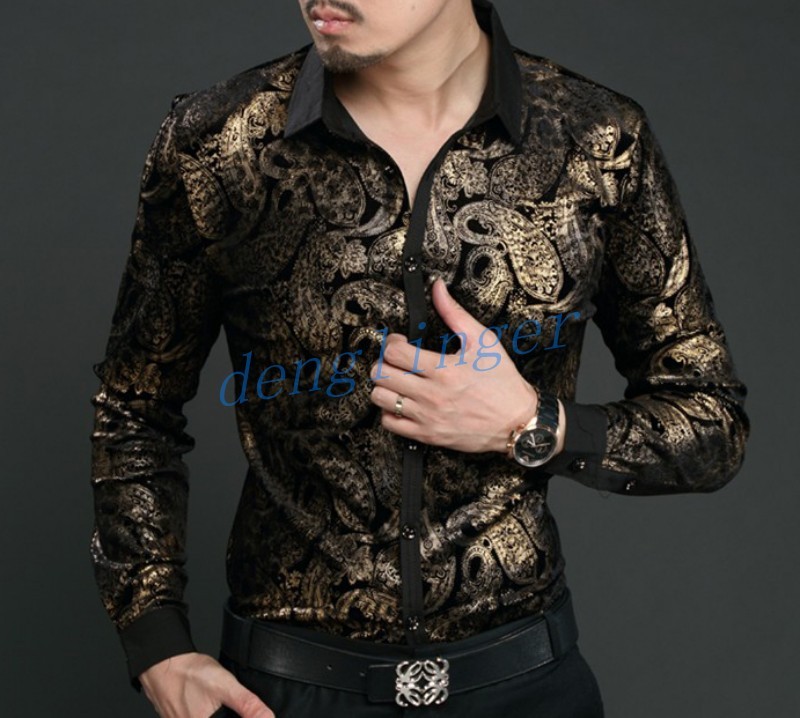 Fashion Mens Suits silk Leopard Shirts Tops pleuche Floral Slim Fit Dress Button Fashion Mens Suits silk Leopard Shirts Tops pleuche Floral Slim Fit Dress Button