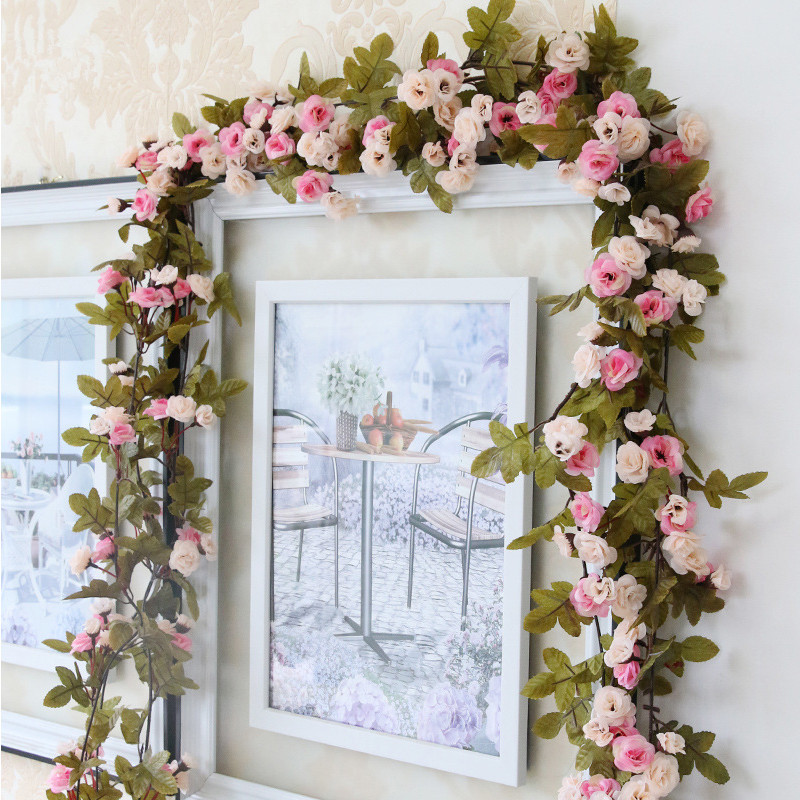 2.2m Long Silk Rose Flower Garland Ivy Vine Leaf Wedding Party Home Decoration 2.2m Long Silk Rose Flower Garland Ivy Vine Leaf Wedding Party Home Decoration