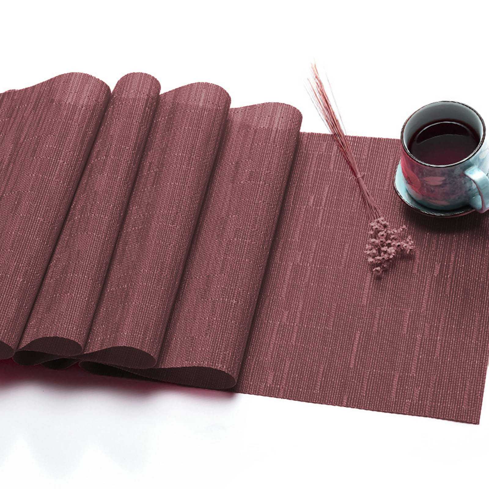 PVC Woven Placemat Dining Table Runner Mats Kitchen Heat Resistant Pad Washable