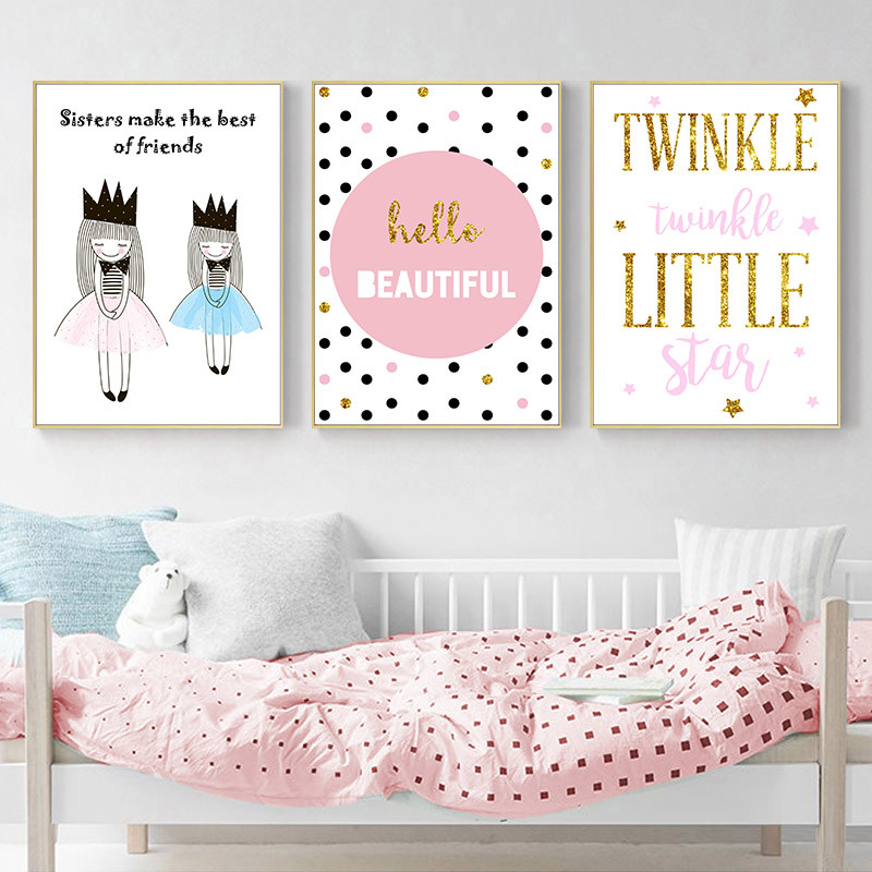 Cartoon Canvas Painting Wall Art Poster Nursery Print Baby Bedroom Decoration