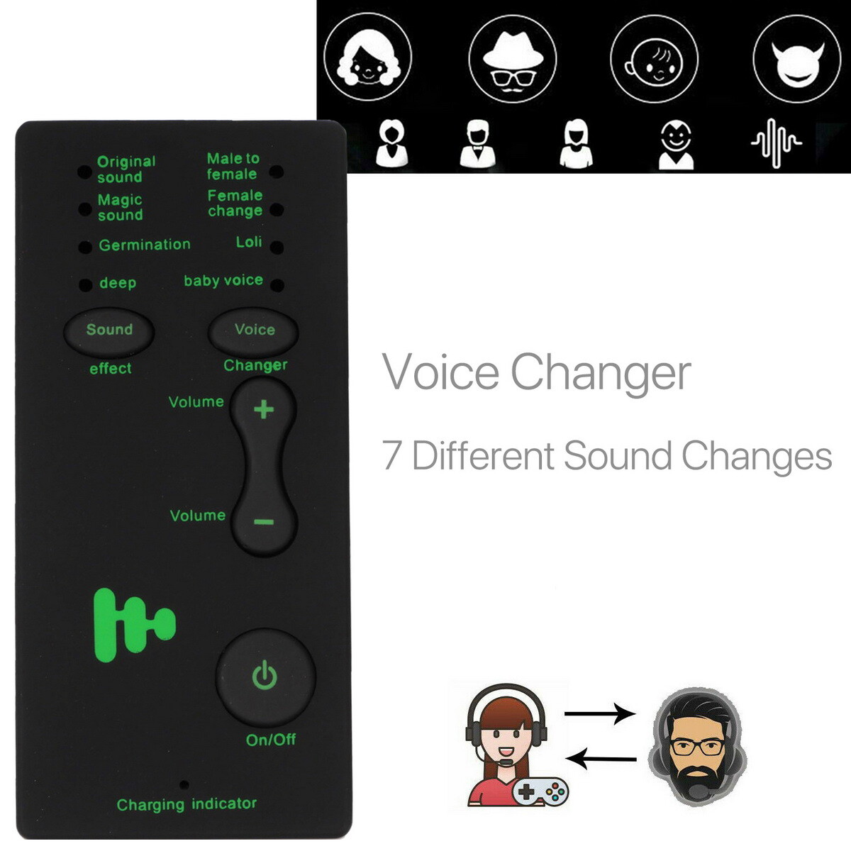 7 Different Sound Changes Voice Changer Device For Computer Laptop Mobile Phone