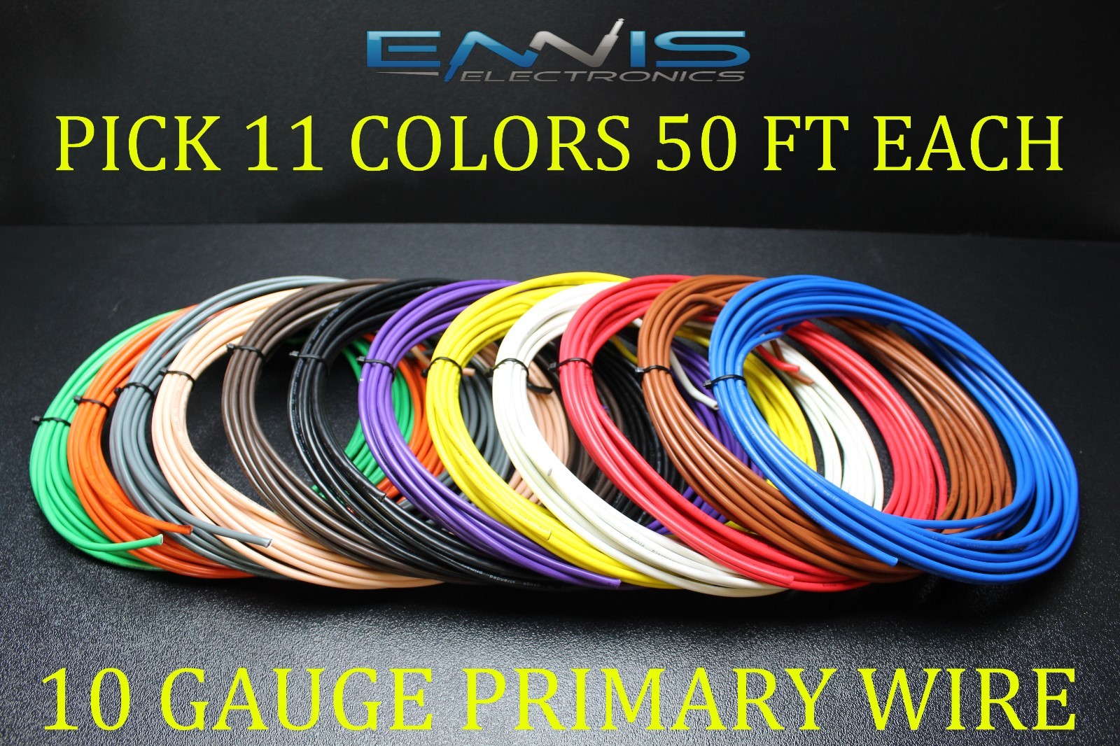 10 GAUGE WIRE ENNIS ELECTRONICS PICK 11 COLORS 50 FT EA CABLE AWG COPPER CLAD