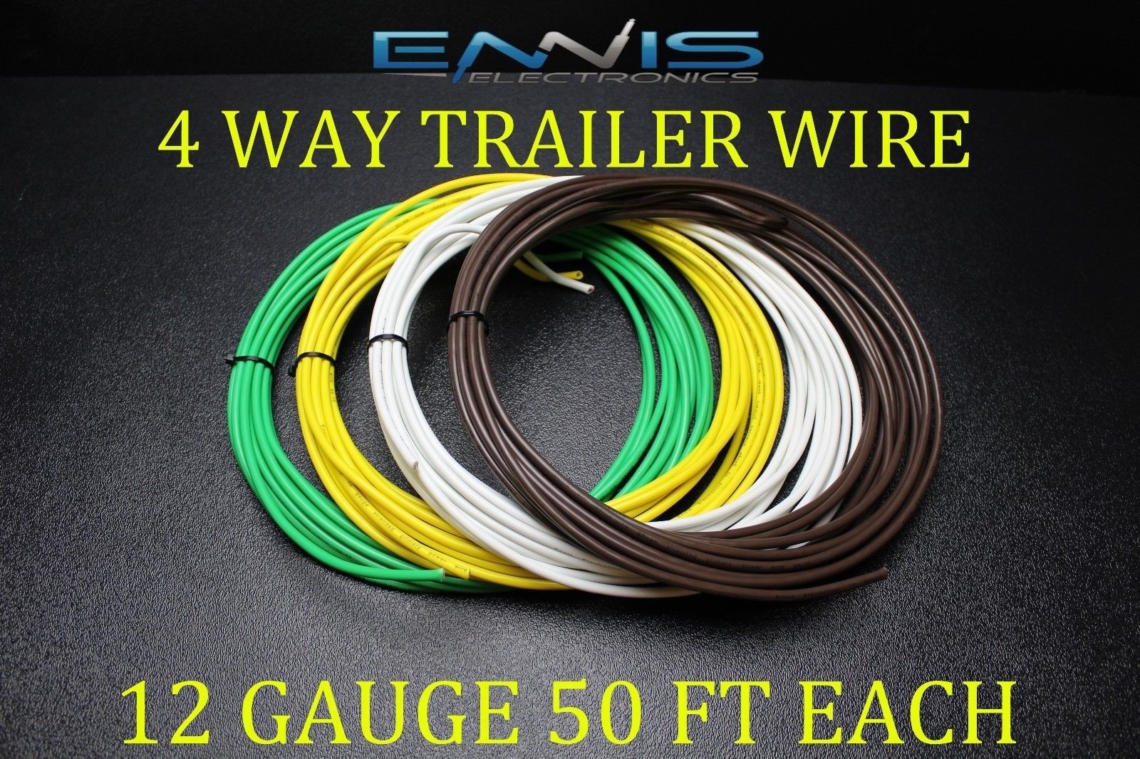 12 GAUGE WIRE ENNIS ELECTRONICS 4 WAY TRAILER LIGHT 50 FT EACH PRIMARY CABLE 12 GAUGE WIRE ENNIS ELECTRONICS 4 WAY TRAILER LIGHT 50 FT EACH PRIMARY CABLE