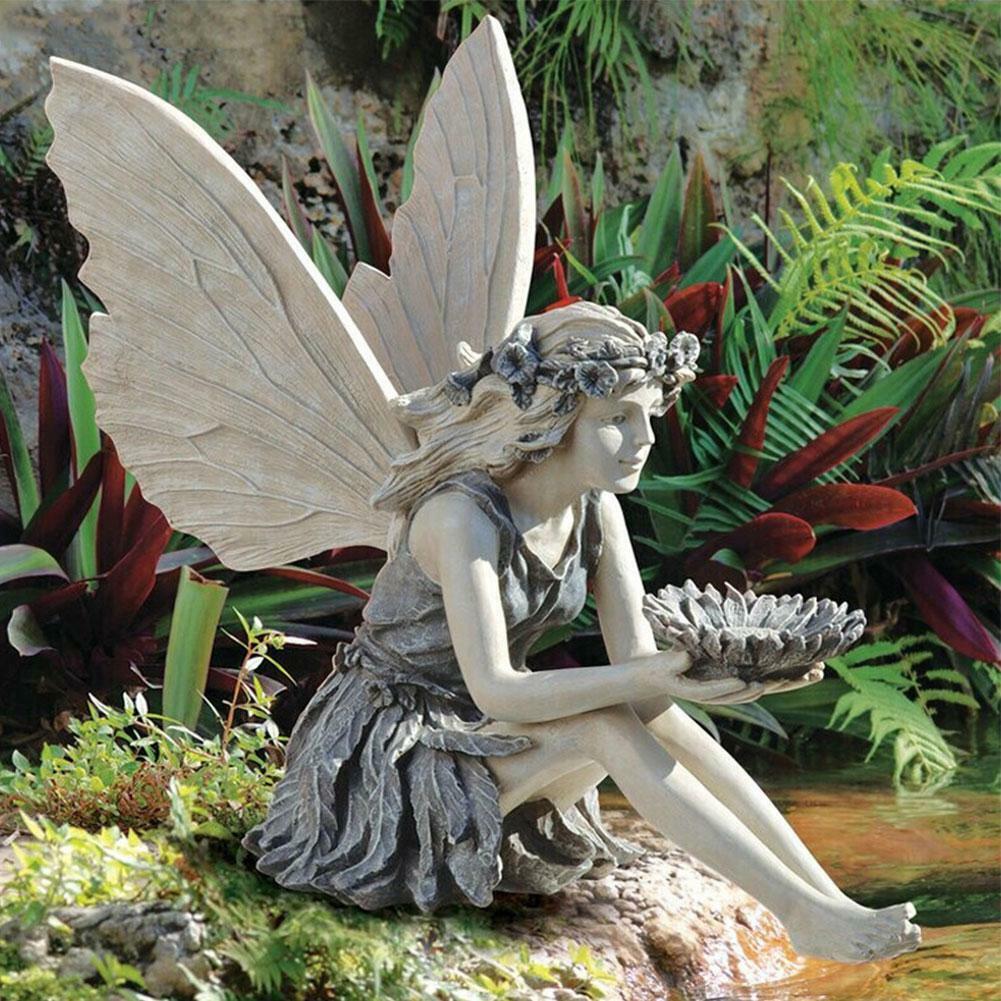 Sunflower Fairy Sitting Fairy Statue Garden Ornament Landscaping Yard FAST SHI Sunflower Fairy Sitting Fairy Statue Garden Ornament Landscaping Yard FAST SHI