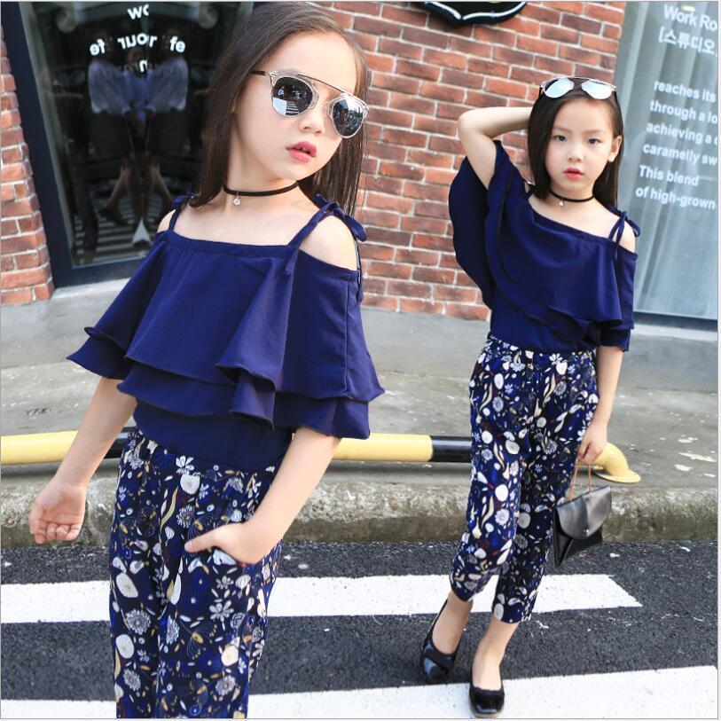 2pc Kids Baby Girls Fashion Korean Off Shoulder Blouse+floral Pants Clothes Set 2pc Kids Baby Girls Fashion Korean Off Shoulder Blouse+floral Pants Clothes Set