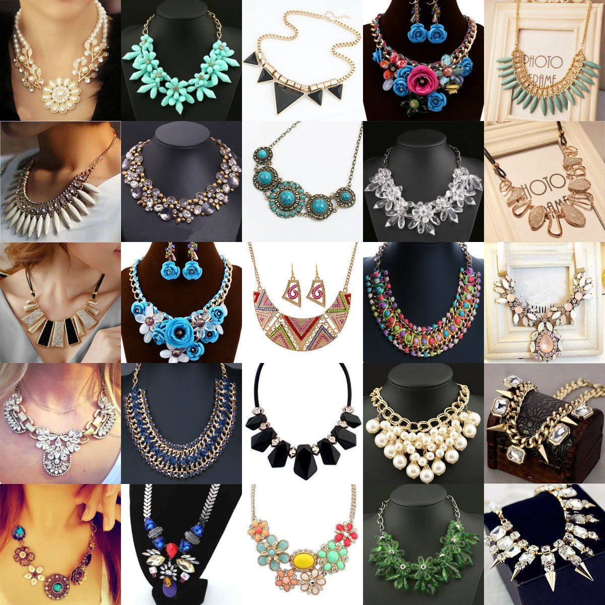 Womens Charm Jewelry Bohemian Pendant Chain Chunky Collar Statement Bib Necklace Womens Charm Jewelry Bohemian Pendant Chain Chunky Collar Statement Bib Necklace