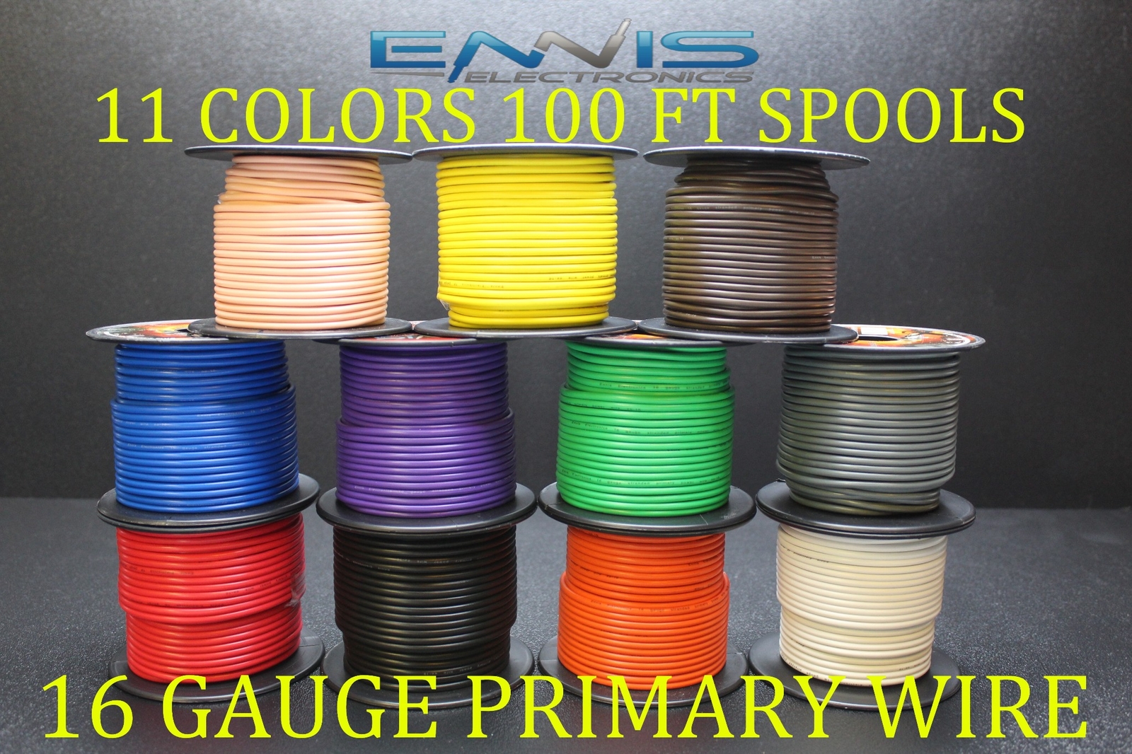 16 GAUGE WIRE 1100 FT ENNIS ELECTRONICS 100 FT 11 SPOOLS PRIMARY AWG COPPER CLAD 16 GAUGE WIRE 1100 FT ENNIS ELECTRONICS 100 FT 11 SPOOLS PRIMARY AWG COPPER CLAD