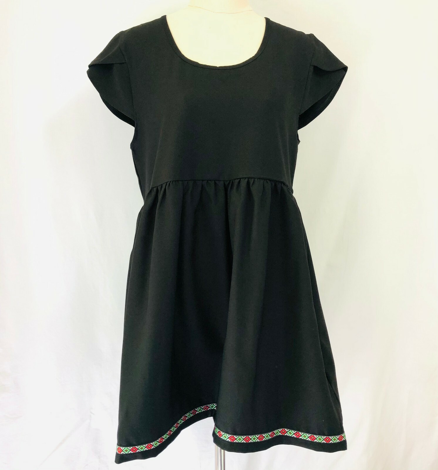 ABOW Womens Dress Size 12 Black Fit & Flare Baby Doll Style Cap Sleeve Embroider ABOW Womens Dress Size 12 Black Fit & Flare Baby Doll Style Cap Sleeve Embroider
