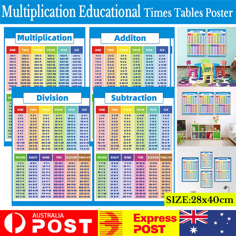 PVC Multiplication Educational Times Tables Maths Children Kid Wall Chart Poster PVC Multiplication Educational Times Tables Maths Children Kid Wall Chart Poster