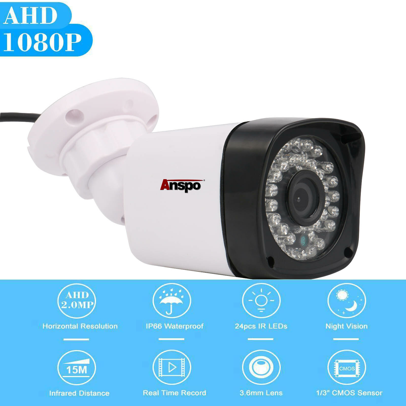 Anspo 1080P AHD CCTV Camera Security System 2MP Outdoor Night Vision Surveillanc Anspo 1080P AHD CCTV Camera Security System 2MP Outdoor Night Vision Surveillanc