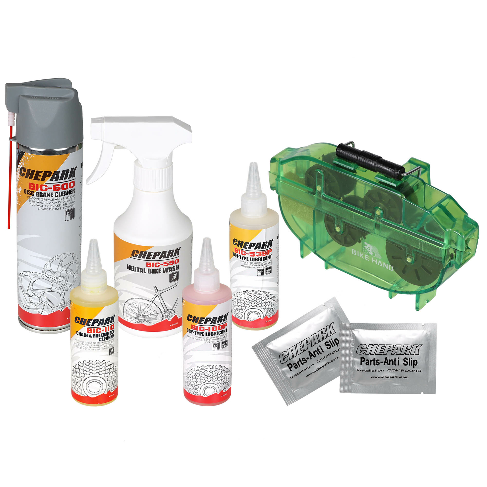 BIKEHAND Bike Bicycle Wash Cleaning Service Kit -Chain Cleaner Dry Wet Lube BIKEHAND Bike Bicycle Wash Cleaning Service Kit -Chain Cleaner Dry Wet Lube