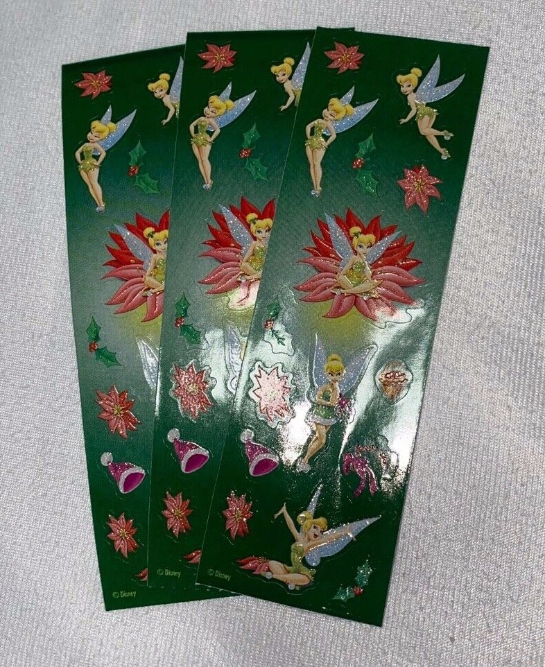 Sandylion tinkerbell Stickers lot of 3 SHEETS 2” X 6”
