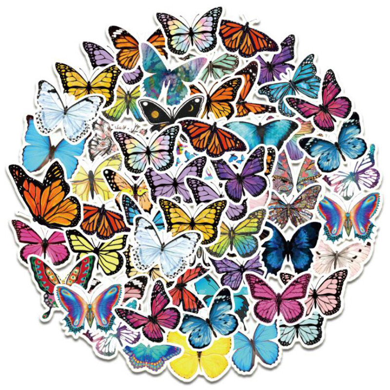 50Pcs Butterfly Stickers Waterproof Laptop Skateboard Luggage Guitar Sticker Vb 50Pcs Butterfly Stickers Waterproof Laptop Skateboard Luggage Guitar Sticker Vb