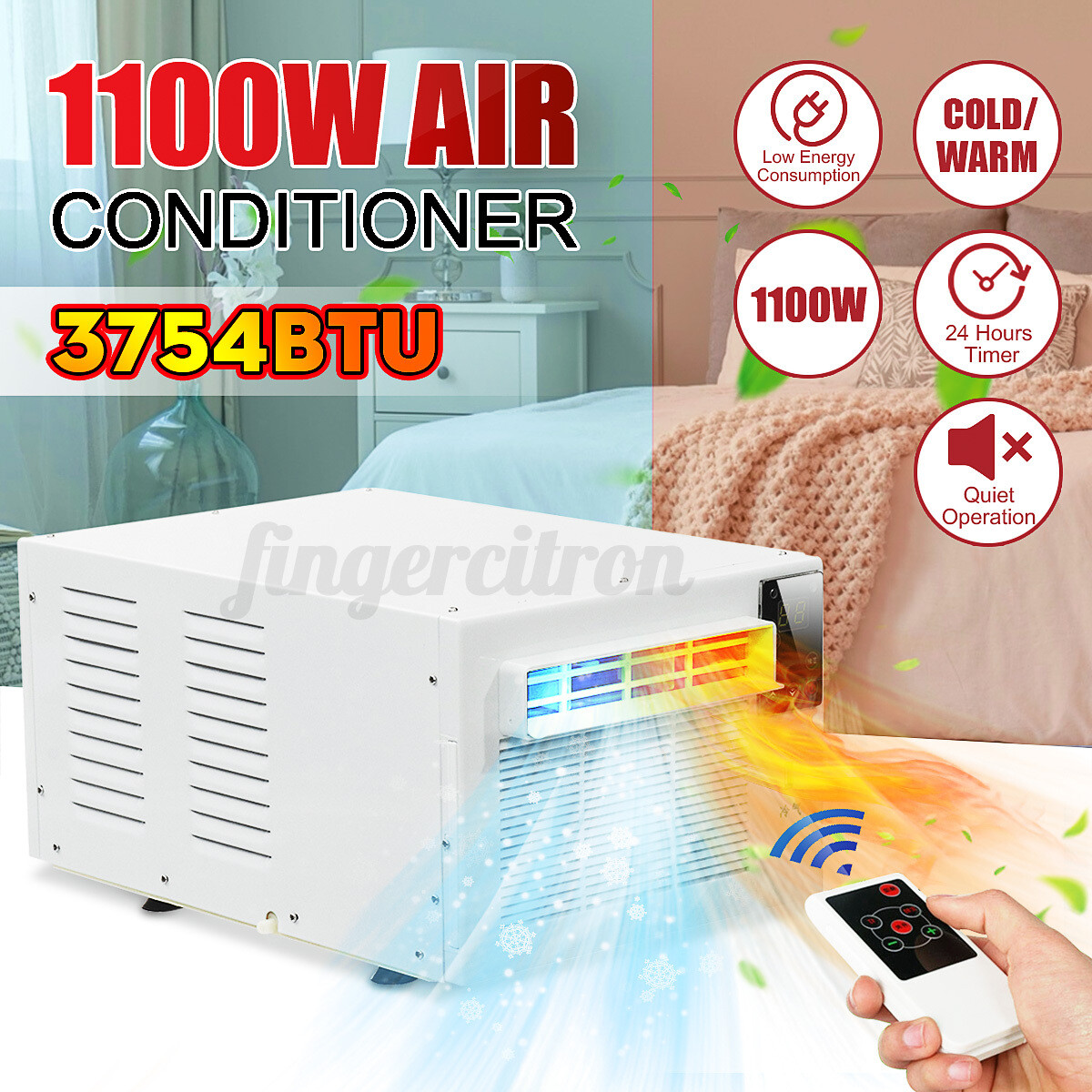 1100W Window Refrigerated Air Conditioner Cooler Heating Warm Dehumidification